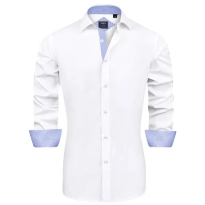 Image of J.VER White Dress Shirts for Mens Long Sleeve Formal Slim Fit Business Work Wedding Regular Silk Stretch Non Iron 3XL