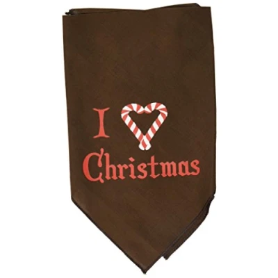 Image of Mirage Pet Products Heart Christmas Screen Print Bandana for Pets, Small, Cocoa