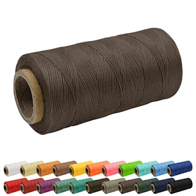 Image of Uiopa 1mm Waxed Thread, 260m 150D Flat Leather Sewing Hand Stitching Thread Cord for Craft, Bookbinding, Shoes Repairing, Coffee