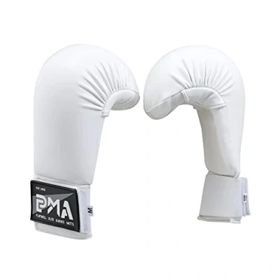 Image of Playwell Martial Arts Karate Competition Vinyl Sparring Mitts, Gloves White (Large)