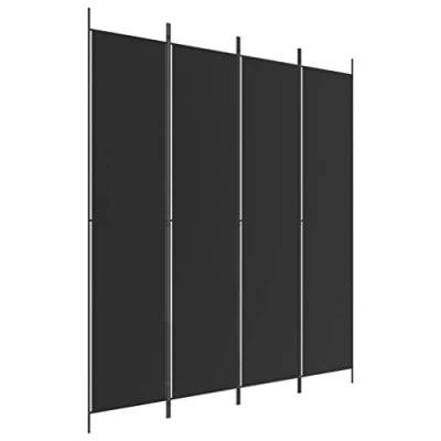 Image of vidaXL 4 Panel Room Divider in Black 200x220 cm Versatile and Foldable Fabric Partition Suitable for Bedrooms, Living Rooms