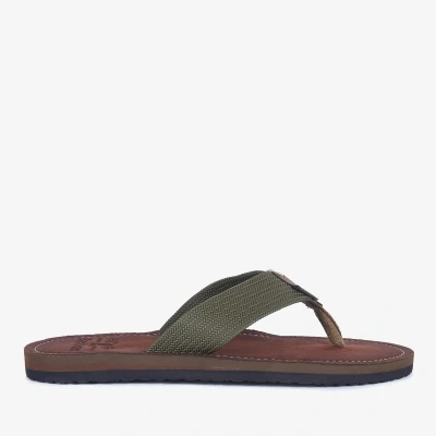 Image of Barbour Men&#039;s Toeman Beach Toe Post Sandals Olive UK 9