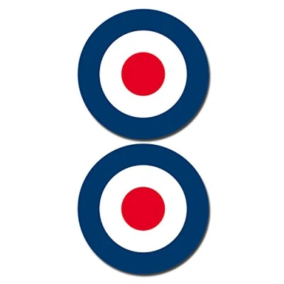 Image of 2 x 150mm 6&quot; Glossy Vinyl Stickers RAF Roundel The Who Mod Target #0215 (Static Cling for Windows)