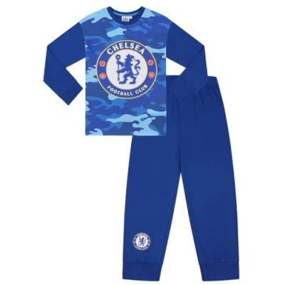 Image of Chelsea Boys Football Club Camouflage Long Pyjama Set (7 8 Years)