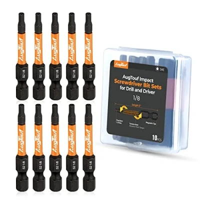 Image of Toolant 1/8&quot; Impact Allen Wrench Drill Bit Set, 10pcs, 1/4&quot; Hex Shank S2 Steel Bits, CNC Machined Tips with Magnetism, 2&quot; Long Storage Box
