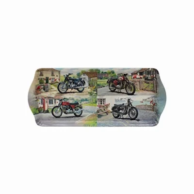 Image of Lesser &amp; Pavey Vintage Motorbikes Design Small Melamine Serving Tray/Sandwich Tray 36 x 17cm