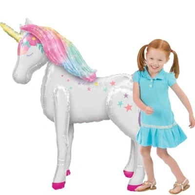 Image of amscan 4308201 Enchanted Unicorn Foil Airwalker Balloon 42&quot; (106Cm) X 46&quot; (116Cm) P93