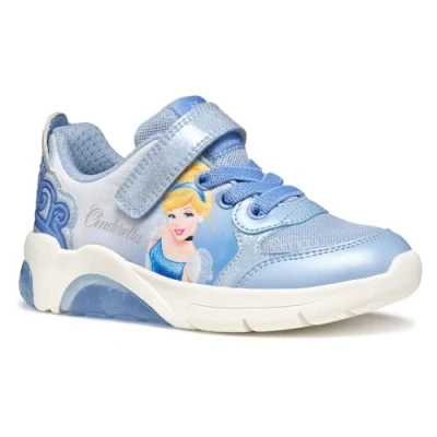 Image of Geox Light UP Disney Cinderella J Fadinlight GIRL Trainers for kids, Size: 7K, Sky/blue Textile/synthetics