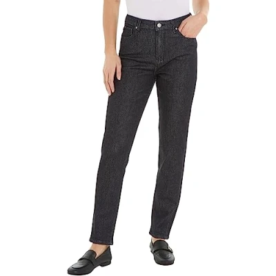 Image of Tommy Hilfiger Women&#039;s Jeans Tapered Stretch, Black (Liz), 32W / 32L
