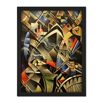 Image of Nevinson The Arrival Abstract Futurist Painting Artwork Framed Wall Art Print 18X24 Inch
