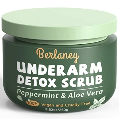 Image of Body Scrub and Armpit Detox 8.8 oz with Peppermint, Aloe Vera Walnut Shell Powder, Underarm Helps on Removing Odor, Deep Cleanse &amp; Exfoliating, for Legs, Knee, Feet, Hands Whole
