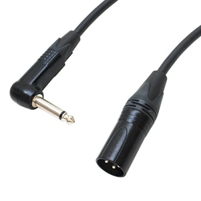 Image of Van Damme Angled Jack to Male XLR lead. Guitar/Mixer/DI Cable. Neutrik (6m, Black)