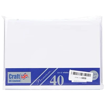 Image of Craft UK 2045 5x7 White 300gsm Card and Envelope Pack of 40