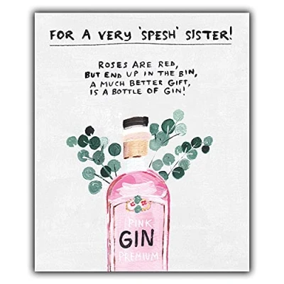 Image of Emotional Rescue , Multi,ZFW9403 Sister Birthday Card, Gin Card For Sister, Her, Funny Bottle, Paper Salad