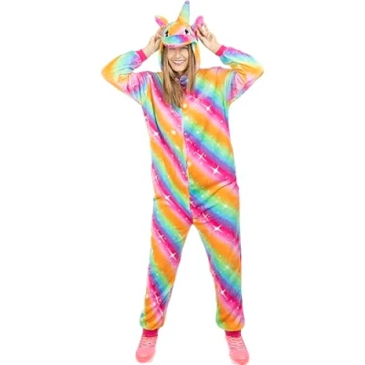 Image of Funidelia Multicolour Unicorn Onesie Costume for woman adults, accessory fancy dress &amp; props Halloween, carnival parties Size L XL
