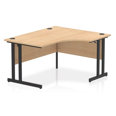 Image of Impulse 1400 RH Crescent Desk Maple Top Black Cantilever Leg