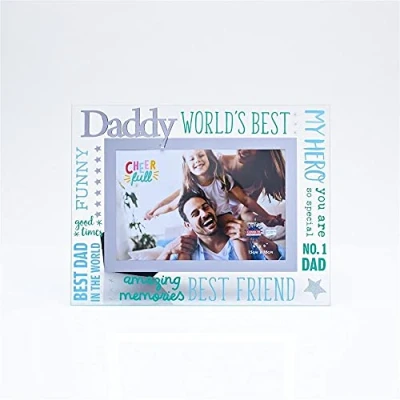 Image of Widdop &amp; Co. 3D Words Daddy Cheerful Glass Photo Frame CF10064DY