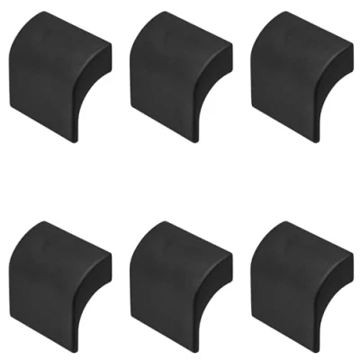 Image of Decoranddecor Amory Curved Square Knob Pull Handle for Cupboard Cabinet Zinc 32mm Hole Centre (Matt Black, 6 Pack)
