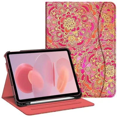 Image of Fintie Case for iPad 10th Generation 10.9 Inch (2022 Model), Multi Angle Viewing Protective Stand Cover with Pencil Holder &amp; Pocket, Auto Sleep/Wake, Shades of Pink