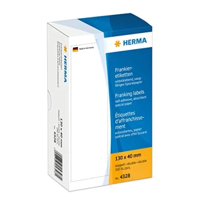 Image of Herma 130 x 40 mm Double Franking Labels (Pack of 500), White