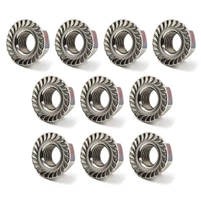 Image of M12 Flange Nut Hex Lock Nuts,304 Stainless Steel (Pack of 10)