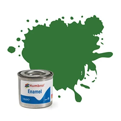 Image of Humbrol Model Paint AA1448 No 131 Mid Green Satin Tinlet 1 (14ml), Enamel Paints for Models, Plastic, Metal, Wood, Glass, Ceramics and More, Touch Up Hobby Craft Kits