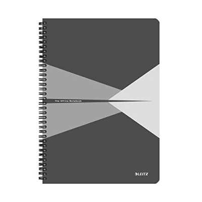 Image of Leitz 46470025 Office Collegeblock A4 Squared, Spiral Bound Chequered grey