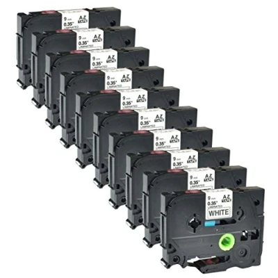 Image of 10 x Compatible Label Tape Replacement for Brother TZe 221 9mm Laminated Adhesive Black On White Cassette