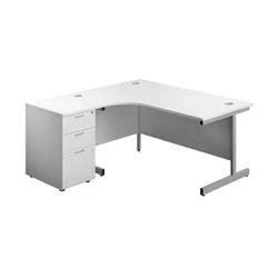 Image of 1600X1200 Single Left Hand Radial Desk White Silver