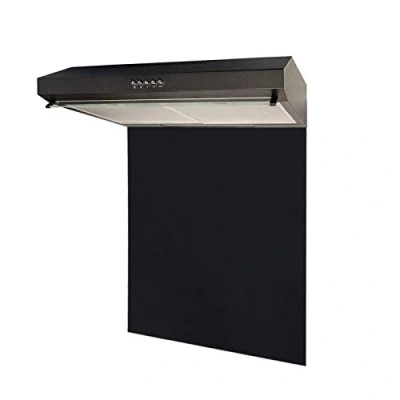 Image of SIA VSR60BL 60cm Black Slim Visor Cooker Hood &amp; Toughened Glass Splashback
