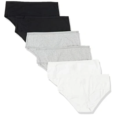 Image of Amazon Essentials Women&#039;s Cotton Midi Brief Underwear, Pack of 6, Neutral, 14