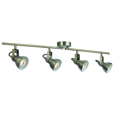 Image of Focus 4 Light Adjustable Ceiling Spotlight Bar Antique Brass, GU10