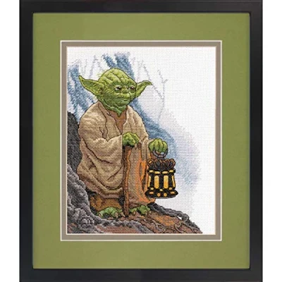 Image of Dimensions Yoda Counted Cross Stitch Kit, Cotton, 14 White Aida, 8&#039;&#039; x 10&#039;&#039;