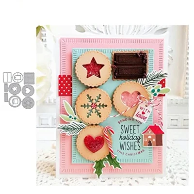 Image of Cake Biscuit Metal Die Cuts,Cake Cutting Dies Cut Stencils for DIY Scrapbooking Cards Decorative Embossing Paper Card Making
