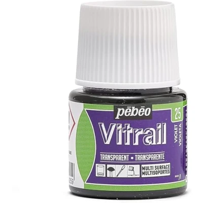 Image of Pebeo Vitrail Stained Glass Effect Paint 45 Milliliter Bottle, Violet,Violet, blue