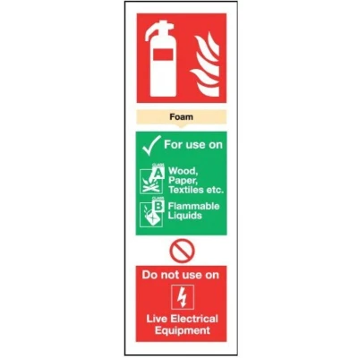 Image of Sitesafe Foam Fire Extinguisher Rigid PVC Sign 100 x 300mm