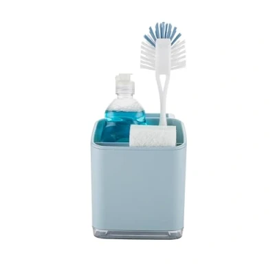 Image of Minky Kitchen Sink Tidy, Organiser, Sponge Holder, Caddy, Accessories, Holder for Sink, Drip Tray, Made in the UK (Blue)