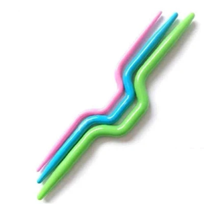 Image of 3pcs Plastic Knit Cable Stitch Knitting Needles Smooth Crochet Hook Crooked Needle Twist Curved Hand