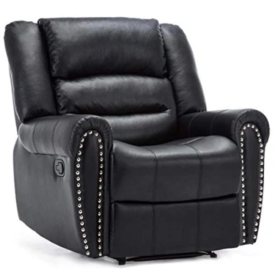 Image of More4Homes DENVER BONDED LEATHER RECLINER ARMCHAIR w STUD SOFA HOME LOUNGE CHAIR RECLINING (Black)