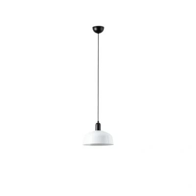 Image of Tatawin Medium Dome Pendant Ceiling Light Black, Gloss White 1x E27