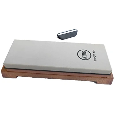 Image of King Japanese Grit 1000/6000 Combination Sharpening Stone KW 65 and Naniwa QX 0010 Blade Angle Guide: Bundle 2 Items