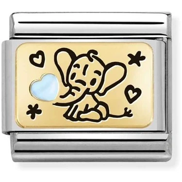 Image of Nomination Gold Blue Elephant Charm