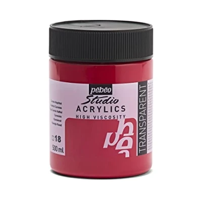 Image of Pébéo 171018 Studio Acrylics Fine Acrylic Paint Red Naphtol Carmine, 500 ml