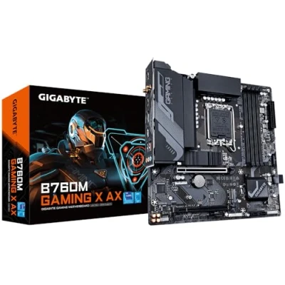 Image of Gigabyte B760M Gaming X AX Motherboard Supports Intel Core 14th Gen CPUs, 8+1+1 Phases Digital VRM, up to 7600MHz DDR5 (OC), 2xPCIe 4.0 M.2, Wi Fi 6E, 2.5GbE LAN, USB 3.2 2