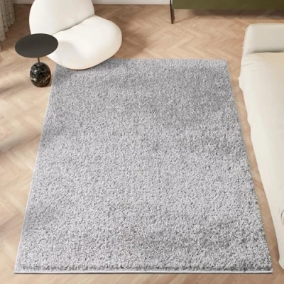 Image of homeart Area Rug Super Soft Shaggy Rugs For The Living Rooms, Bedrooms And Kitchen Modern, Easy To Clean Carpet 180x270 cm, Silver Grey