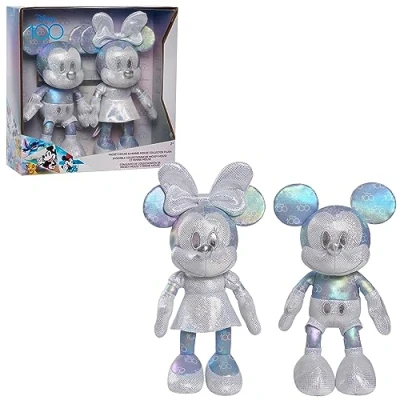 Image of Just Play Disney100 Years of Wonder Mickey Mouse &amp; Minnie Collector Set Plush Stuffed Animals, Kids Toys for Ages 2 Up