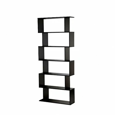 Image of Panana S Shape Storage Display 6 Shelves Room Divider Unit Chest Bookshelf Bookcase (Black)