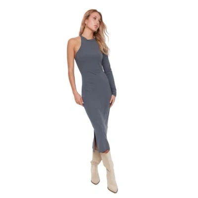 Image of Trendyol Women Mini Bodycon Fitted Knit Dress Grey