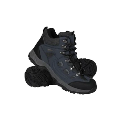 Image of Mountain Warehouse Adventurer Mens Waterproof Boots IsoDry Shoes with Synthetic Upper, Mesh Lining, Deep Lugs &amp; EVA Cushioning Spring Summer, Hiking Outdoors Navy Adult Shoe Size 12