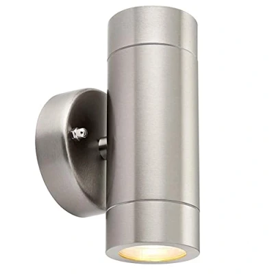 Image of Betta Lighting Outside Light Outdoor Up Down Porch Garden Lights Wall in Brushed Stainless Steel Finish IP44 &amp; Downlight Requires 2 x 7W LED GU10 (Not Supplied)